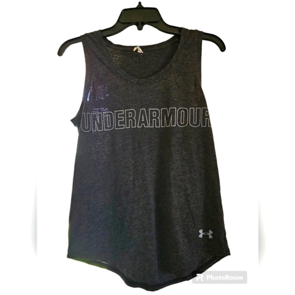 Under Armour Logo Shirt Womens Size S Tank Top Gray‎ Light Loose Workout Top